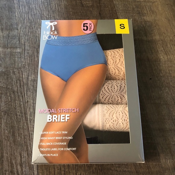Black Bow Ladies' High Waist Brief, 5-pack - Picture 2 of 13
